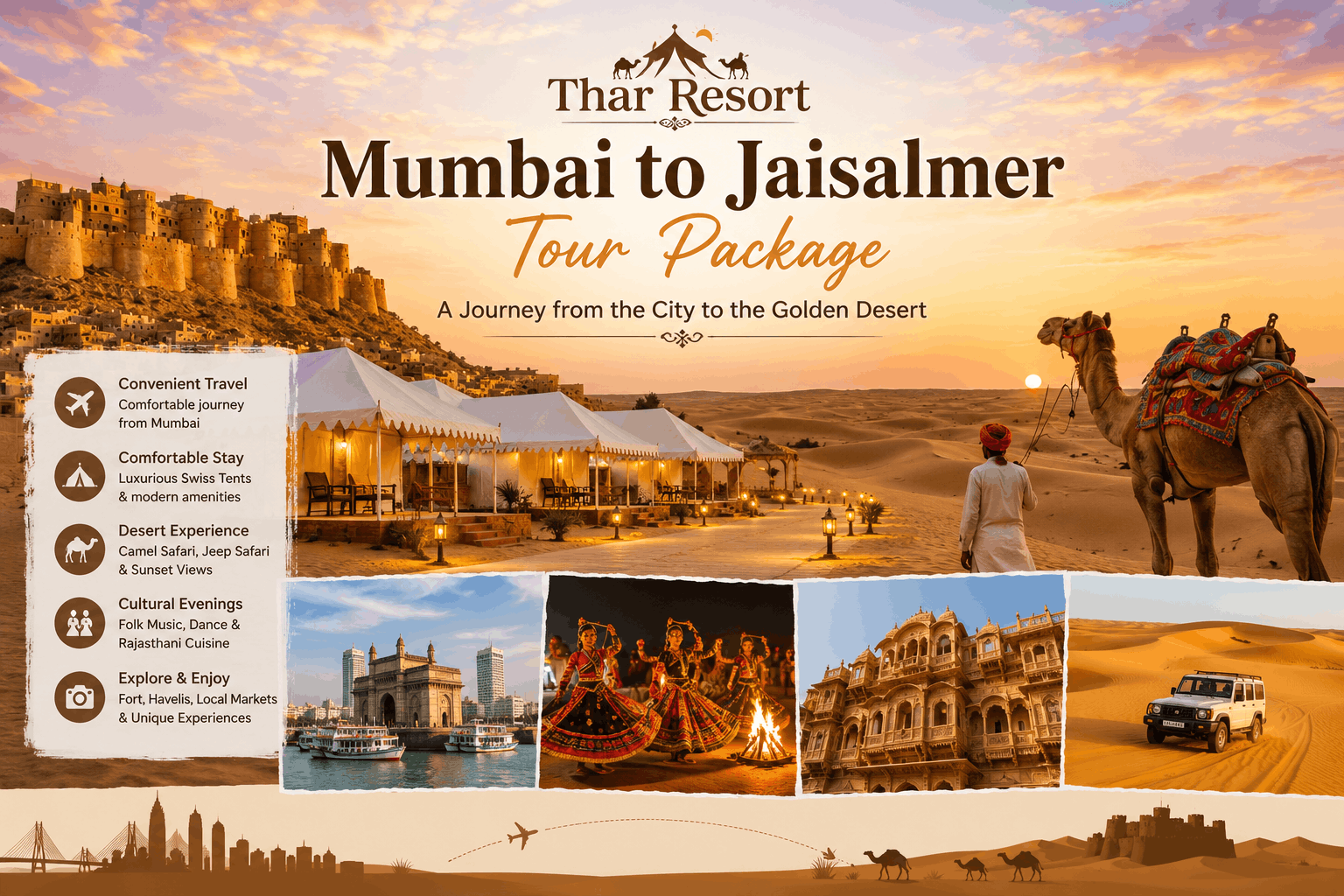 Mumbai to Jaisalmer Holiday Package | Thar Resort
